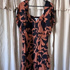 Nine West Black and Orange Midi Dress
